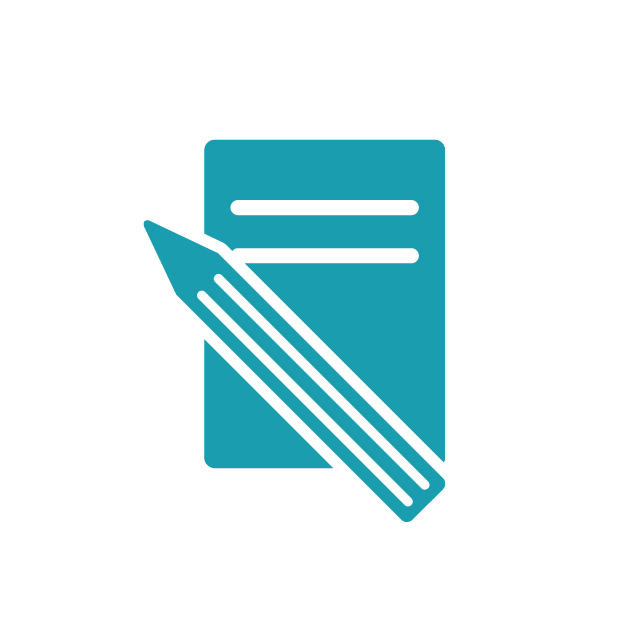 Paper and pencil teal icon